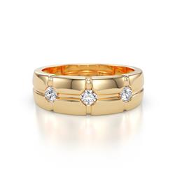 Isaac ctw Lab Grown Diamonds Cross Patterned Men Band ctw Three Round Brilliant Lab Grown Diamonds High Polished Cross Patterned Channel Set Men Wedding Band in K Yellow Gold