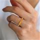 3 - Wendy 1.00 ctw (4.00 mm) Round Citrine Side Gallery 5 Stone Wedding Band 