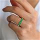 3 - Wendy 1.00 ctw (4.00 mm) Round Emerald Side Gallery 5 Stone Wedding Band 