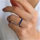 3 - Wendy 1.50 ctw (4.00 mm) Round Blue Sapphire Side Gallery 5 Stone Wedding Band 