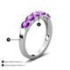 4 - Wendy 1.00 ctw (4.00 mm) Round Amethyst Side Gallery 5 Stone Wedding Band 