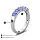 4 - Wendy 1.15 ctw (4.00 mm) Round Tanzanite Side Gallery 5 Stone Wedding Band 