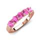 5 - Wendy 1.32 ctw (4.00 mm) Round Pink Sapphire Side Gallery 5 Stone Wedding Band 