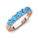 5 - Wendy 1.10 ctw (4.00 mm) Round Blue Topaz Side Gallery 5 Stone Wedding Band 