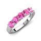 5 - Wendy 1.32 ctw (4.00 mm) Round Pink Sapphire Side Gallery 5 Stone Wedding Band 