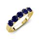 5 - Wendy 1.50 ctw (4.00 mm) Round Blue Sapphire Side Gallery 5 Stone Wedding Band 