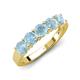 5 - Wendy 1.00 ctw (4.00 mm) Round Aquamarine Side Gallery 5 Stone Wedding Band 