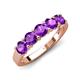 5 - Wendy 1.00 ctw (4.00 mm) Round Amethyst Side Gallery 5 Stone Wedding Band 