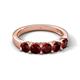 6 - Wendy 1.58 ctw (4.00 mm) Round Red Garnet Side Gallery 5 Stone Wedding Band 