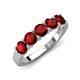 5 - Wendy 1.58 ctw (4.00 mm) Round Red Garnet Side Gallery 5 Stone Wedding Band 