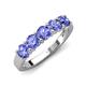 5 - Wendy 1.15 ctw (4.00 mm) Round Tanzanite Side Gallery 5 Stone Wedding Band 