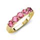 5 - Wendy 1.00 ctw (4.00 mm) Round Pink Tourmaline Side Gallery 5 Stone Wedding Band 