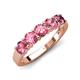 5 - Wendy 1.00 ctw (4.00 mm) Round Pink Tourmaline Side Gallery 5 Stone Wedding Band 