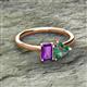 2 - Esther Emerald Shape Amethyst & Heart Shape Lab Created Alexandrite 2 Stone Duo Ring 