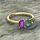 2 - Esther Emerald Shape Amethyst & Heart Shape Lab Created Alexandrite 2 Stone Duo Ring 