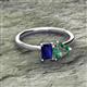 2 - Esther Emerald Shape Created Blue Sapphire & Heart Shape Lab Created Alexandrite 2 Stone Duo Ring 