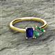 2 - Esther Emerald Shape Created Blue Sapphire & Heart Shape Lab Created Alexandrite 2 Stone Duo Ring 