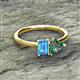 2 - Esther Emerald Shape Blue Topaz & Heart Shape Lab Created Alexandrite 2 Stone Duo Ring 