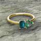 2 - Esther Emerald Shape London Blue Topaz & Heart Shape Lab Created Alexandrite 2 Stone Duo Ring 