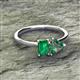 2 - Esther Emerald Shape Created Emerald & Heart Shape Lab Created Alexandrite 2 Stone Duo Ring 