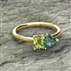 2 - Esther Emerald Shape Peridot & Heart Shape Lab Created Alexandrite 2 Stone Duo Ring 