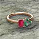 2 - Esther Emerald Shape Created Ruby & Heart Shape Lab Created Alexandrite 2 Stone Duo Ring 