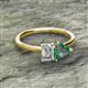2 - Esther IGI Certified Emerald Shape Lab Grown Diamond & Heart Shape Lab Created Alexandrite 2 Stone Duo Ring 