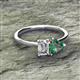 2 - Esther IGI Certified Emerald Shape Lab Grown Diamond & Heart Shape Lab Created Alexandrite 2 Stone Duo Ring 