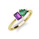 3 - Esther Emerald Shape Amethyst & Heart Shape Lab Created Alexandrite 2 Stone Duo Ring 