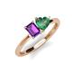 3 - Esther Emerald Shape Amethyst & Heart Shape Lab Created Alexandrite 2 Stone Duo Ring 