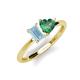 3 - Esther Emerald Shape Aquamarine & Heart Shape Lab Created Alexandrite 2 Stone Duo Ring 