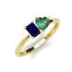 3 - Esther Emerald Shape Created Blue Sapphire & Heart Shape Lab Created Alexandrite 2 Stone Duo Ring 