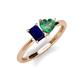 3 - Esther Emerald Shape Created Blue Sapphire & Heart Shape Lab Created Alexandrite 2 Stone Duo Ring 