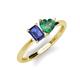 3 - Esther Emerald Shape Iolite & Heart Shape Lab Created Alexandrite 2 Stone Duo Ring 