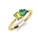 3 - Esther Emerald Shape Peridot & Heart Shape Lab Created Alexandrite 2 Stone Duo Ring 