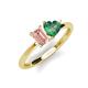 3 - Esther Emerald Shape Morganite & Heart Shape Lab Created Alexandrite 2 Stone Duo Ring 