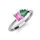 3 - Esther Emerald Shape Pink Sapphire & Heart Shape Lab Created Alexandrite 2 Stone Duo Ring 