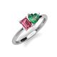 3 - Esther Emerald Shape Pink Tourmaline & Heart Shape Lab Created Alexandrite 2 Stone Duo Ring 