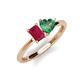 3 - Esther Emerald Shape Created Ruby & Heart Shape Lab Created Alexandrite 2 Stone Duo Ring 