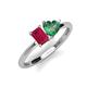 3 - Esther Emerald Shape Created Ruby & Heart Shape Lab Created Alexandrite 2 Stone Duo Ring 