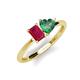 3 - Esther Emerald Shape Created Ruby & Heart Shape Lab Created Alexandrite 2 Stone Duo Ring 