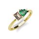 3 - Esther Emerald Shape Smoky Quartz & Heart Shape Lab Created Alexandrite 2 Stone Duo Ring 