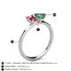 4 - Esther Emerald Shape Pink Tourmaline & Heart Shape Lab Created Alexandrite 2 Stone Duo Ring 