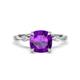 1 - Nuria 2.11 ctw Cushion Shape Amethyst (8.00 mm) accented Natural Diamonds Engagement Ring 