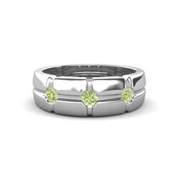 Isaac ctw Peridot Cross Patterned Men Band ctw Three Round Peridot High Polished Cross Patterned Channel Set Men Wedding Band in K White Gold