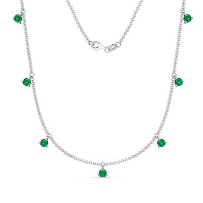 Zuria ctw Emerald 7Stn Women Drop Station Necklace