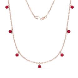 Zuria ctw Ruby 7Stn Women Drop Station Necklace Station Round Ruby ctw Women Drop Station Necklace in K Rose Gold