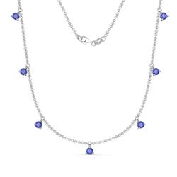 Zuria ctw Tanzanite 7Stn Women Drop Station Necklace Station Round Tanzanite ctw Women Drop Station Necklace in K White Gold