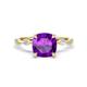 1 - Nuria 1.56 ctw Cushion Shape Amethyst (7.00 mm) accented Natural Diamonds Engagement Ring 