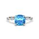 1 - Nuria 1.91 ctw Cushion Shape Blue Topaz (7.00 mm) accented Natural Diamonds Engagement Ring 